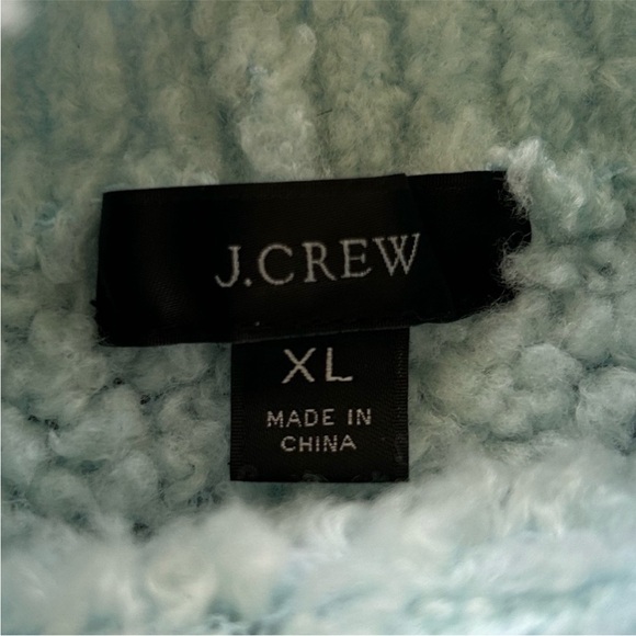 J. Crew | Women's Ice Blue Teddy Bear Knit Mock Neck Long Sleeve Sweater Size XL - Picture 11 of 14